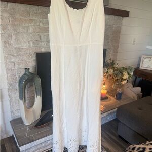 Universal Thread White Maxi Dress with Eyelet Hem